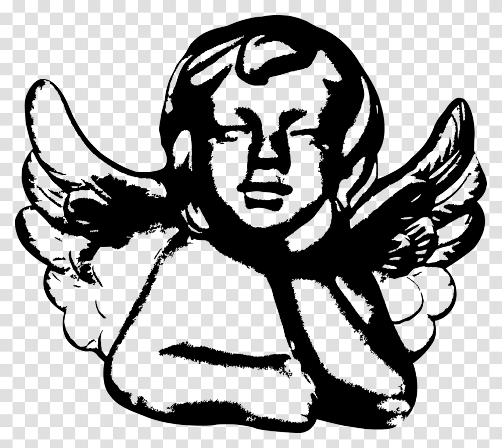 Angel Clipart Black And White Angel Baby Cherub Clipart, Gray, World Of Warcraft Transparent Png