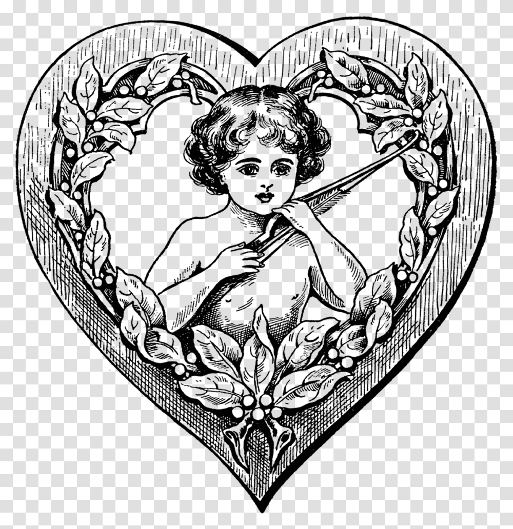 Angel Con Un Arco En El Corazn Cupid Line Art, Word, Logo Transparent Png