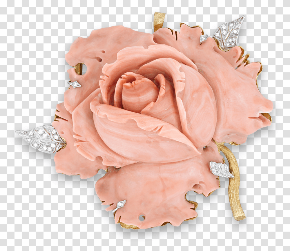 Angel Coral And Gold Rose Brooch Rose Brooch, Flower, Plant, Blossom, Accessories Transparent Png