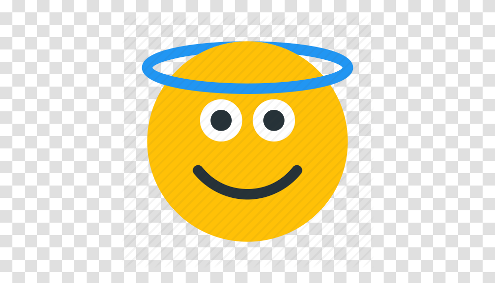 Angel Emoji Emoticon Emotion Face Holy Smiley Icon, Plant, Label, Produce, Food Transparent Png