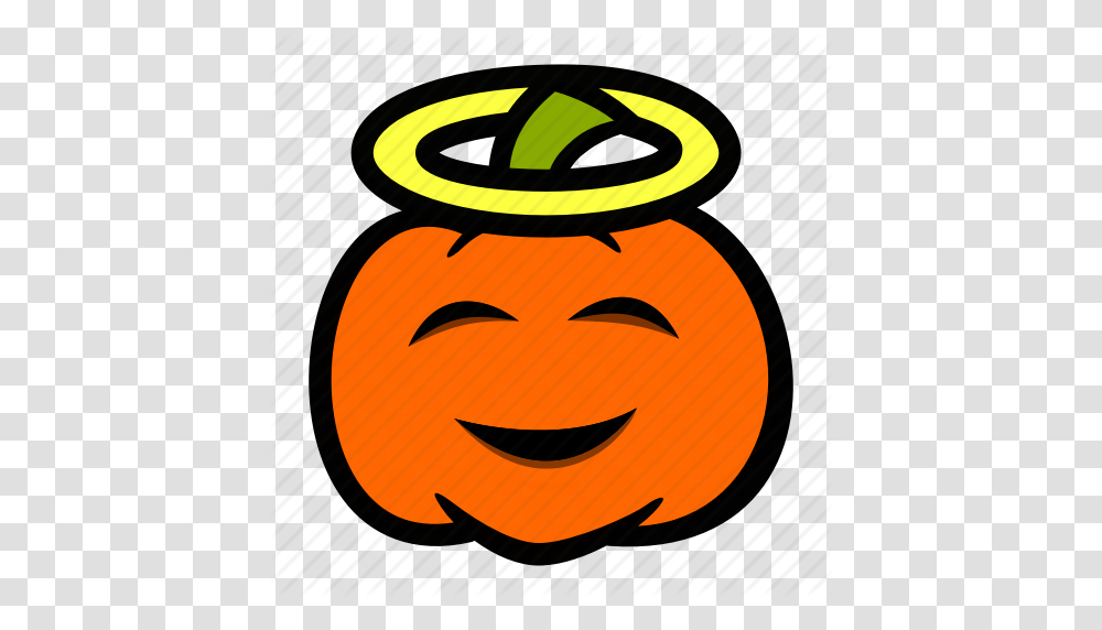 Angel Emoji Halloween Halo Pumpkn, Pumpkin, Vegetable, Plant, Food Transparent Png