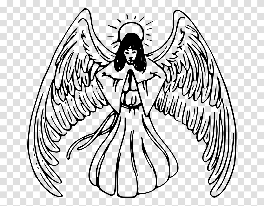 Angel Goddess Flying Wings Aura Black And White Angel Clip Art, Gray, World Of Warcraft Transparent Png