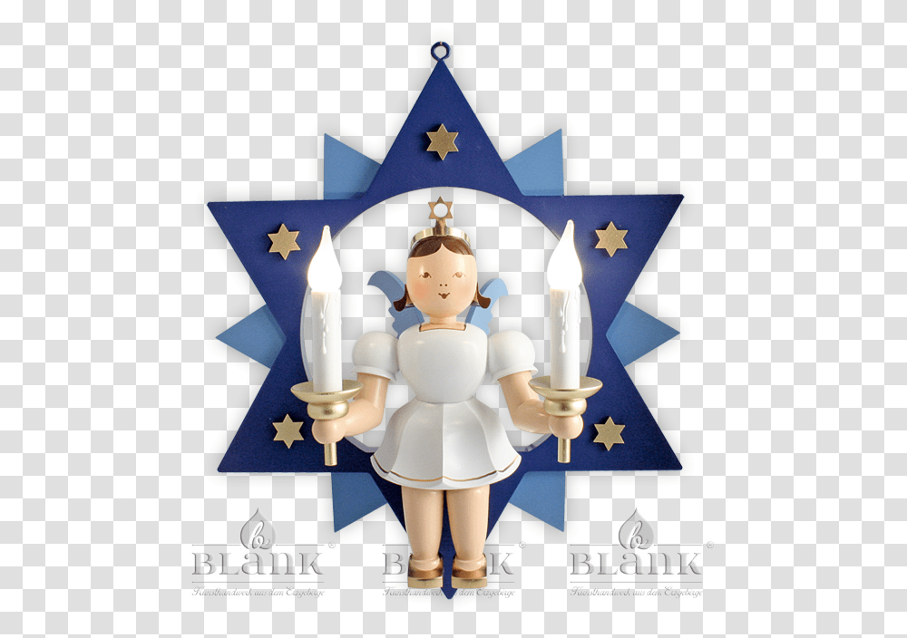 Angel In A Star With Electric Lighting 30 Cm Coloured Figurine, Person, Human, Candle, Nutcracker Transparent Png