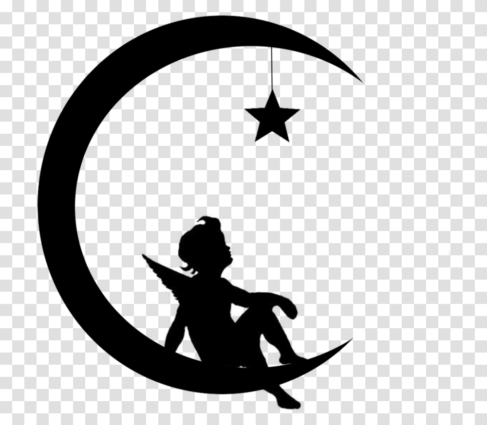 Angel Moon Star Silhouette, Gray, World Of Warcraft Transparent Png