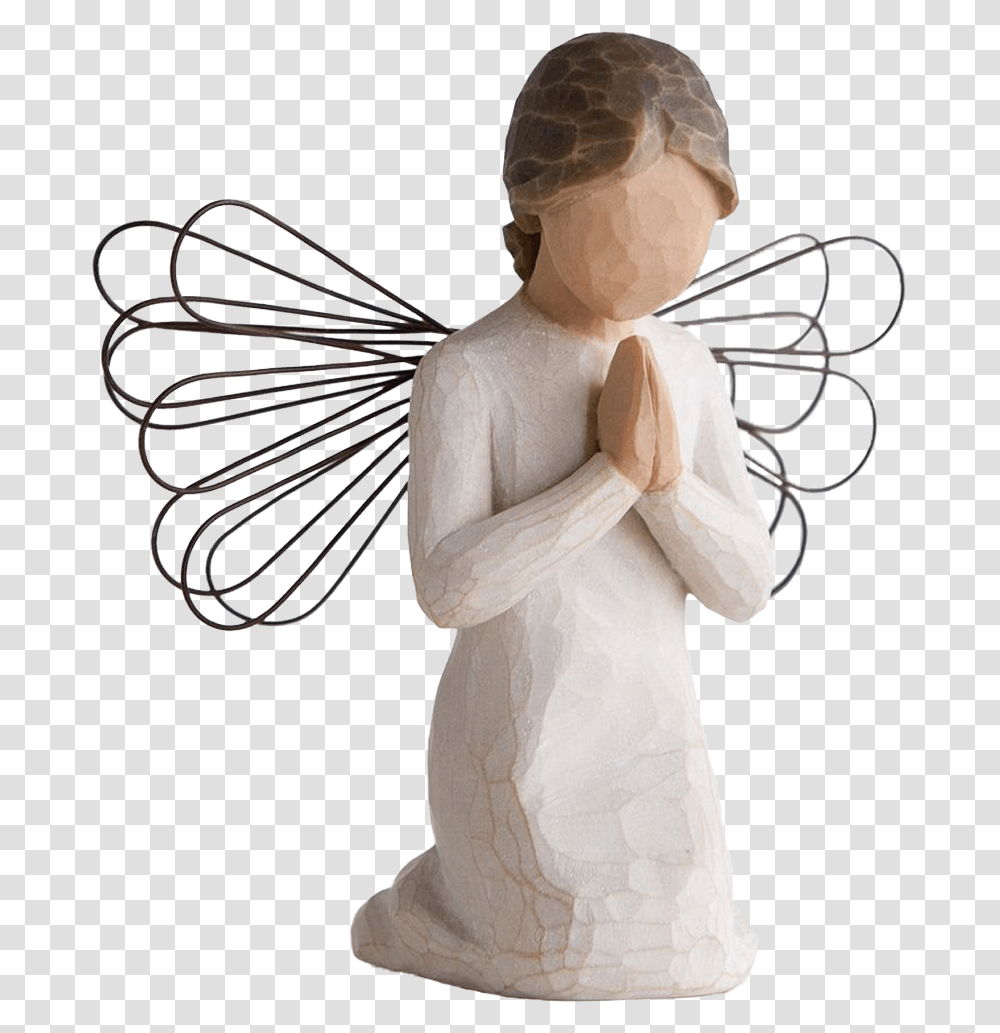 Angel Of Prayer Figurine Figurine, Person, Human, Art, Sculpture Transparent Png
