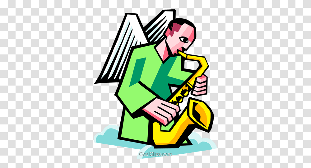 Angel Playing A Saxophone Royalty Free Vector Clip Art, Recycling Symbol Transparent Png