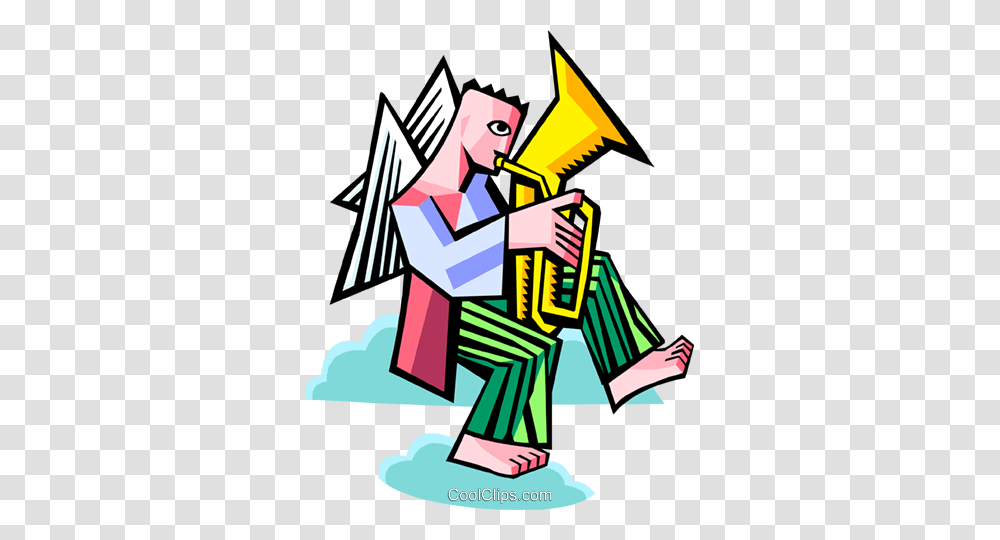 Angel Playing A Tuba Royalty Free Vector Clip Art Illustration, Musical Instrument, Horn, Brass Section Transparent Png