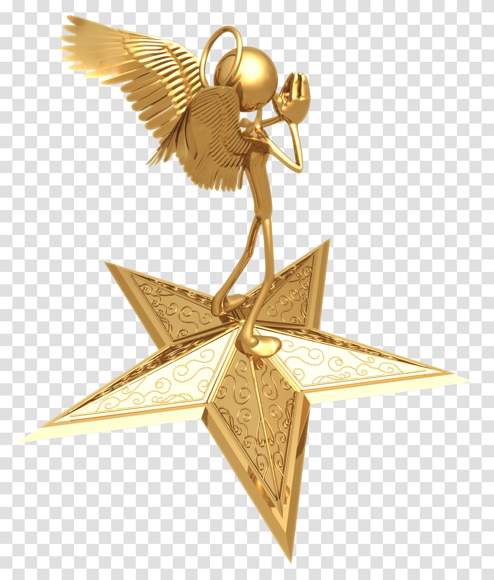 Angel Silhouette Pentagram Gold Angel Download, Symbol, Cross, Star Symbol Transparent Png