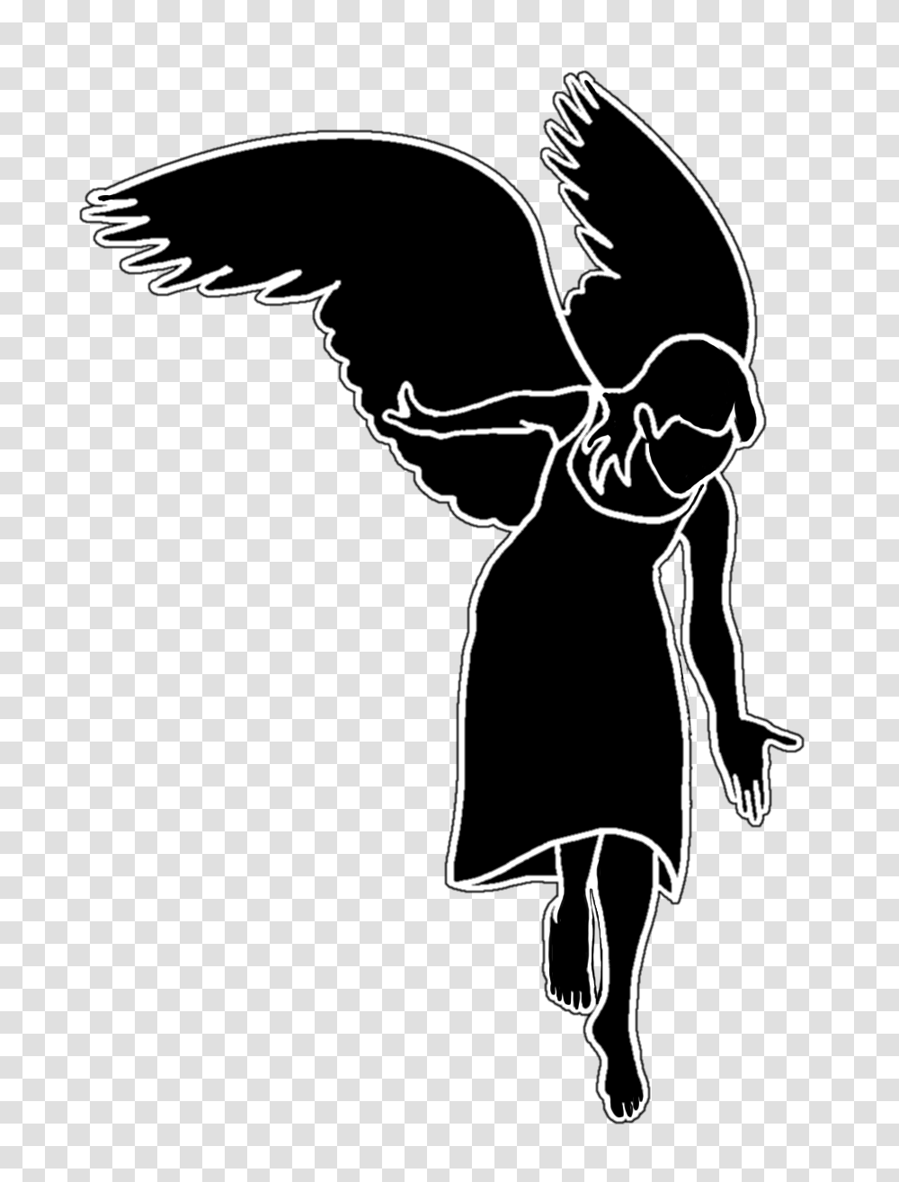 Angel Silhouettes, Stencil, Cupid Transparent Png