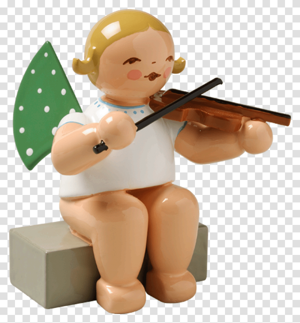 Angel Sitting With Violin German Wooden Christmas Angels, Toy, Figurine, Leisure Activities, Doll Transparent Png