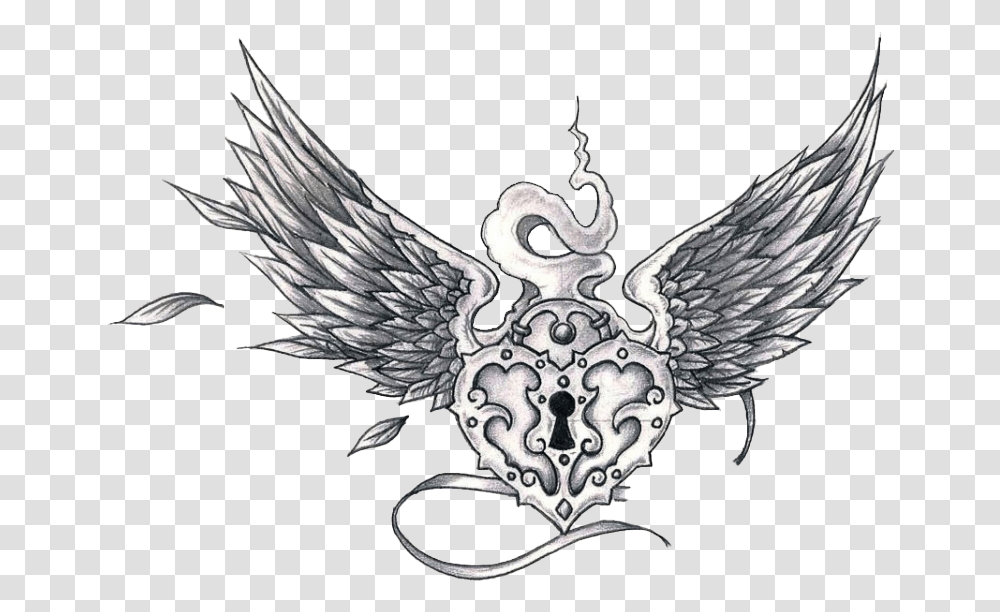 Angel Tattoos Image Angel Heart Tattoo, Bird, Animal, Pendant Transparent Png