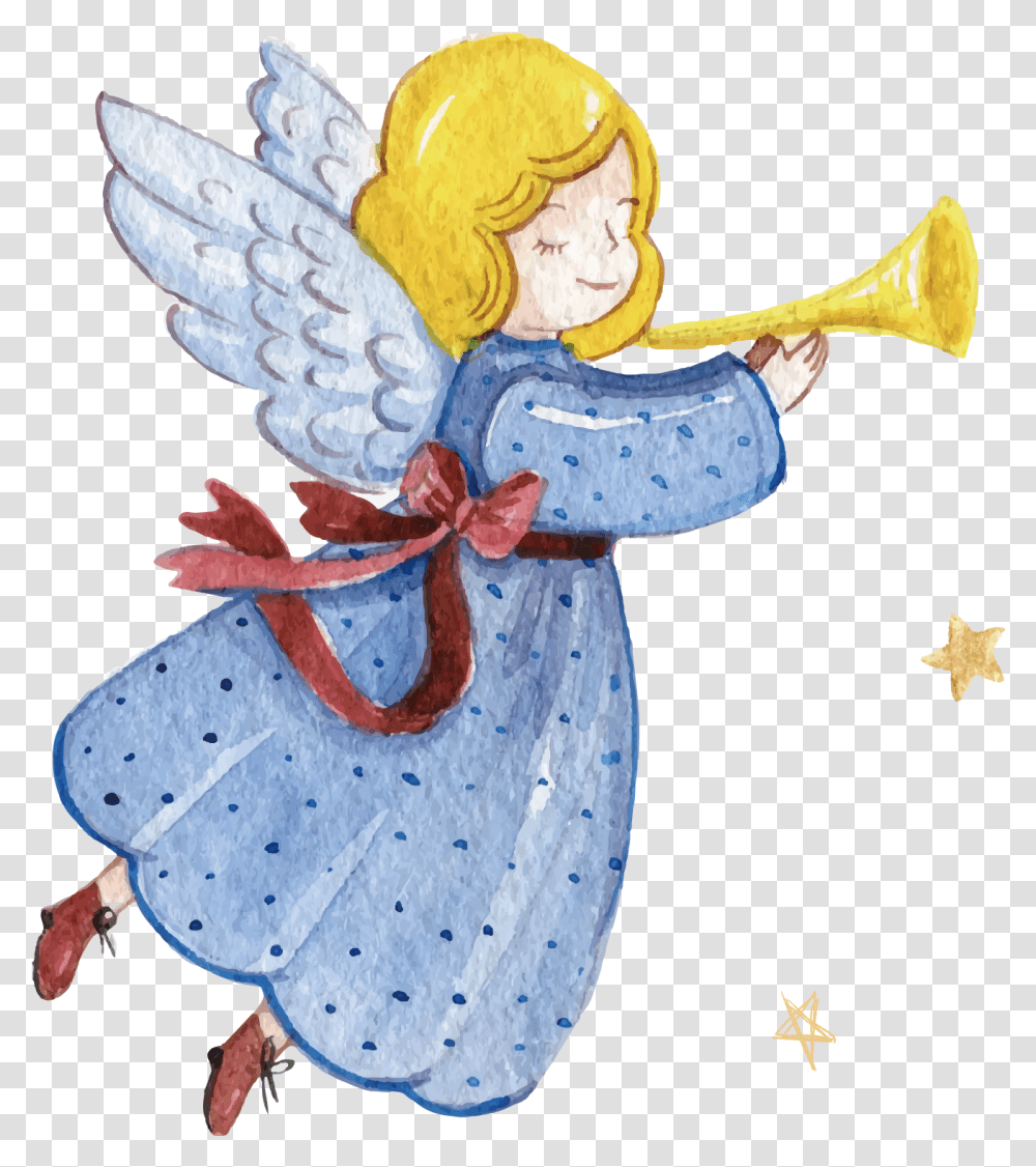 Angel Trumpet & Free Trumpetpng Christmas Angel With Trumpet, Art, Person, Human, Archangel Transparent Png