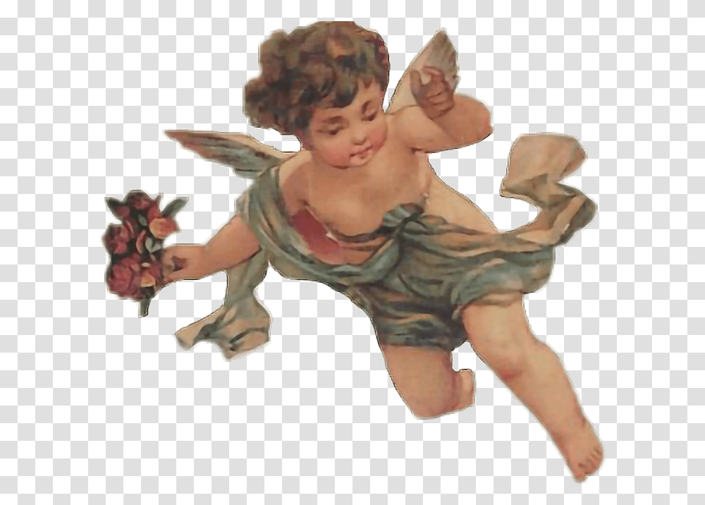 Angel Vintage Painting Victorian Sticker Angel Aesthetic Tumblr, Person, Cupid, Outdoors, Mammal Transparent Png