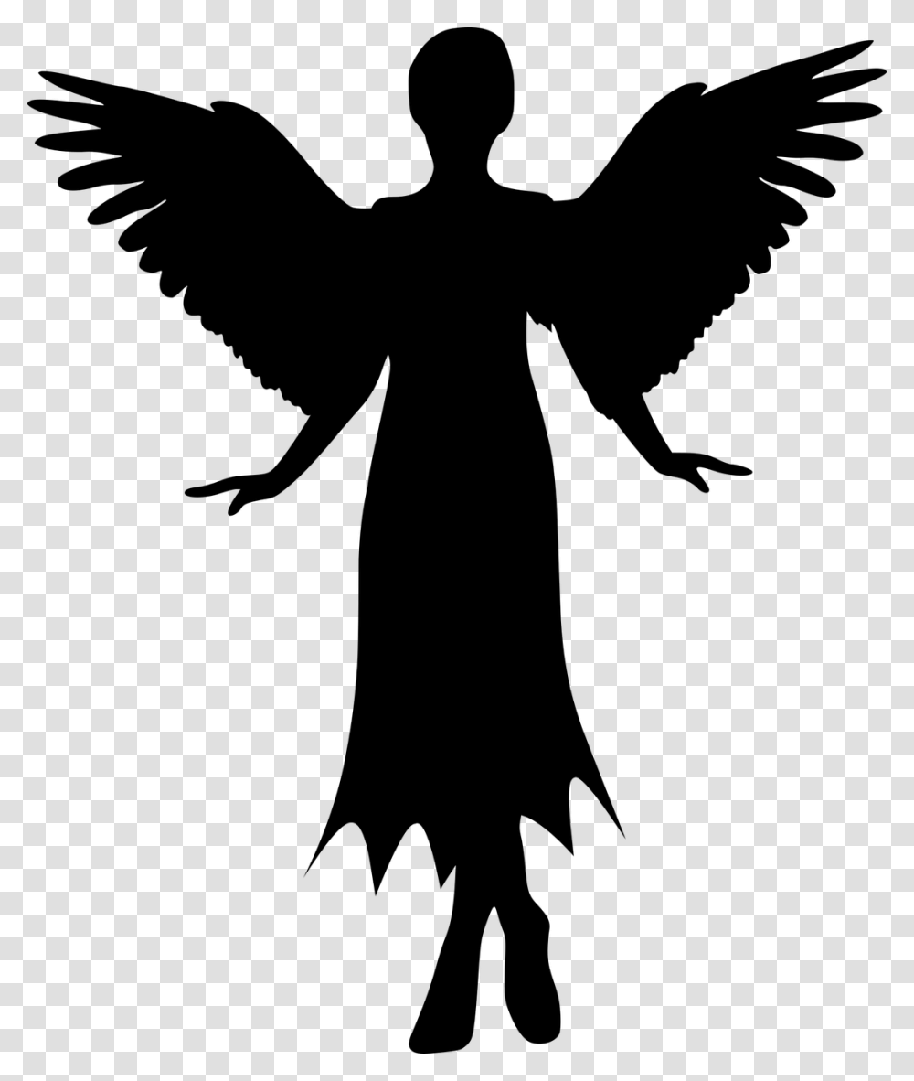 Angel White Angel Silhouette, Gray, World Of Warcraft Transparent Png