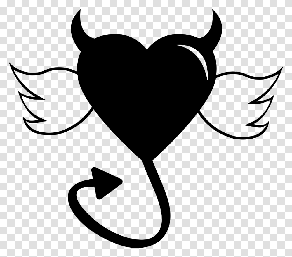 Angel Wings And Devil Tail, Stencil, Silhouette, Mustache Transparent Png