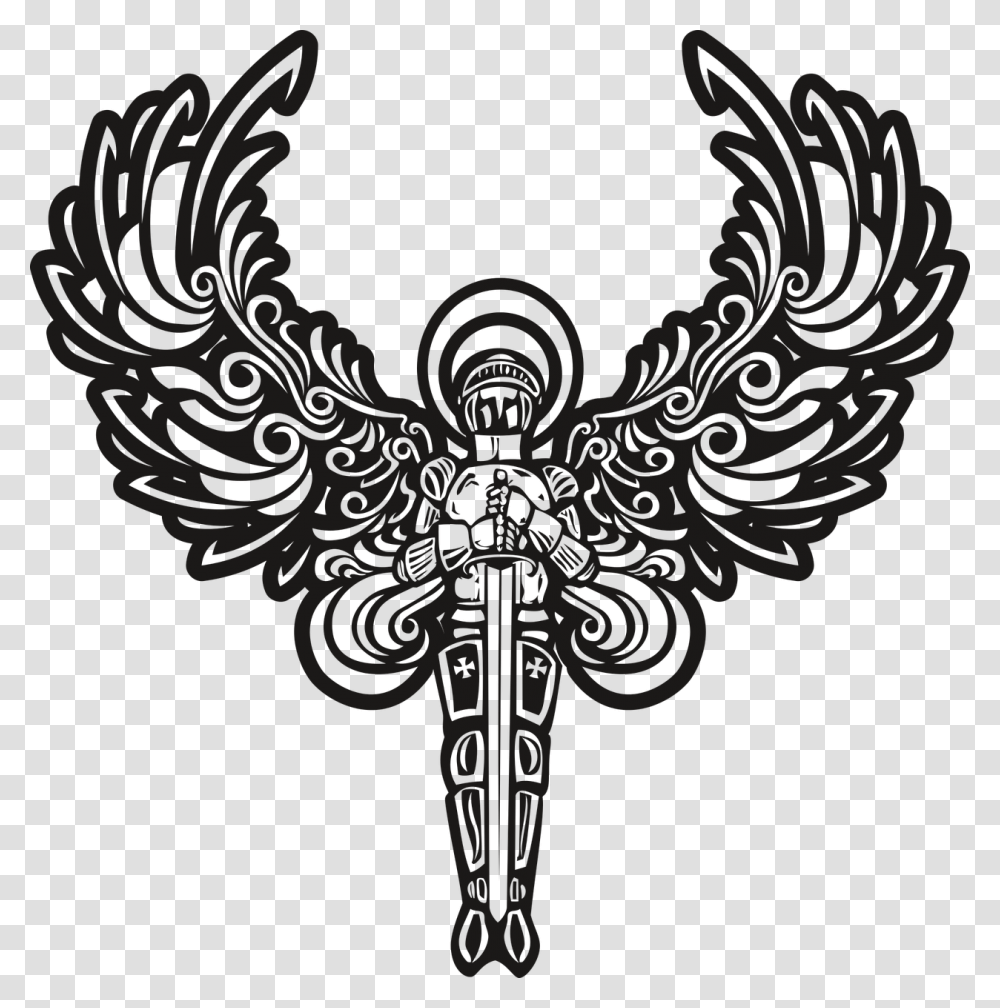 Angel Wings Character Free Photo Faces Falling From The Moon, Cross, Emblem Transparent Png