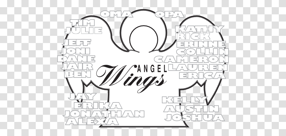 Angel Wings Names Logo Download Dot, Text, Label, Alphabet, Handwriting Transparent Png