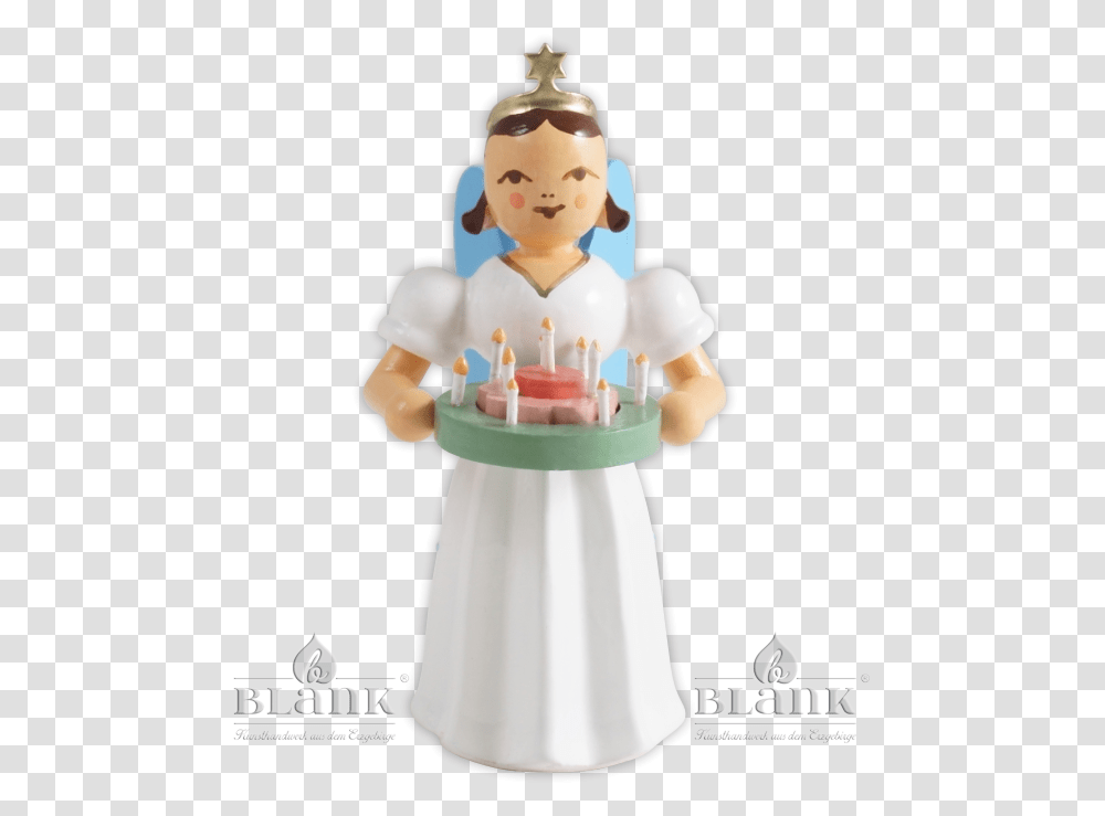 Angel With Long Pleated Robe And Holiday Wreath Coloured Happy, Figurine, Person, Human, Nutcracker Transparent Png