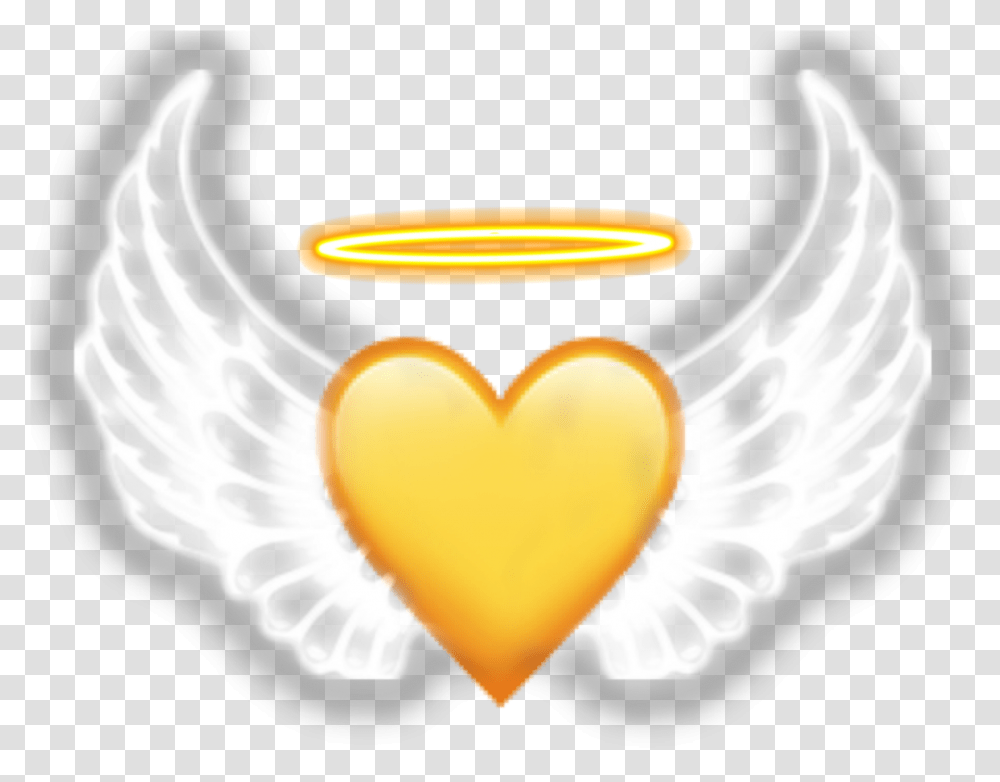 Angel Yellow Heart Iphone Emoji Halo Iphoneemoji White Neon Wings, Outdoors, Emblem, Logo Transparent Png