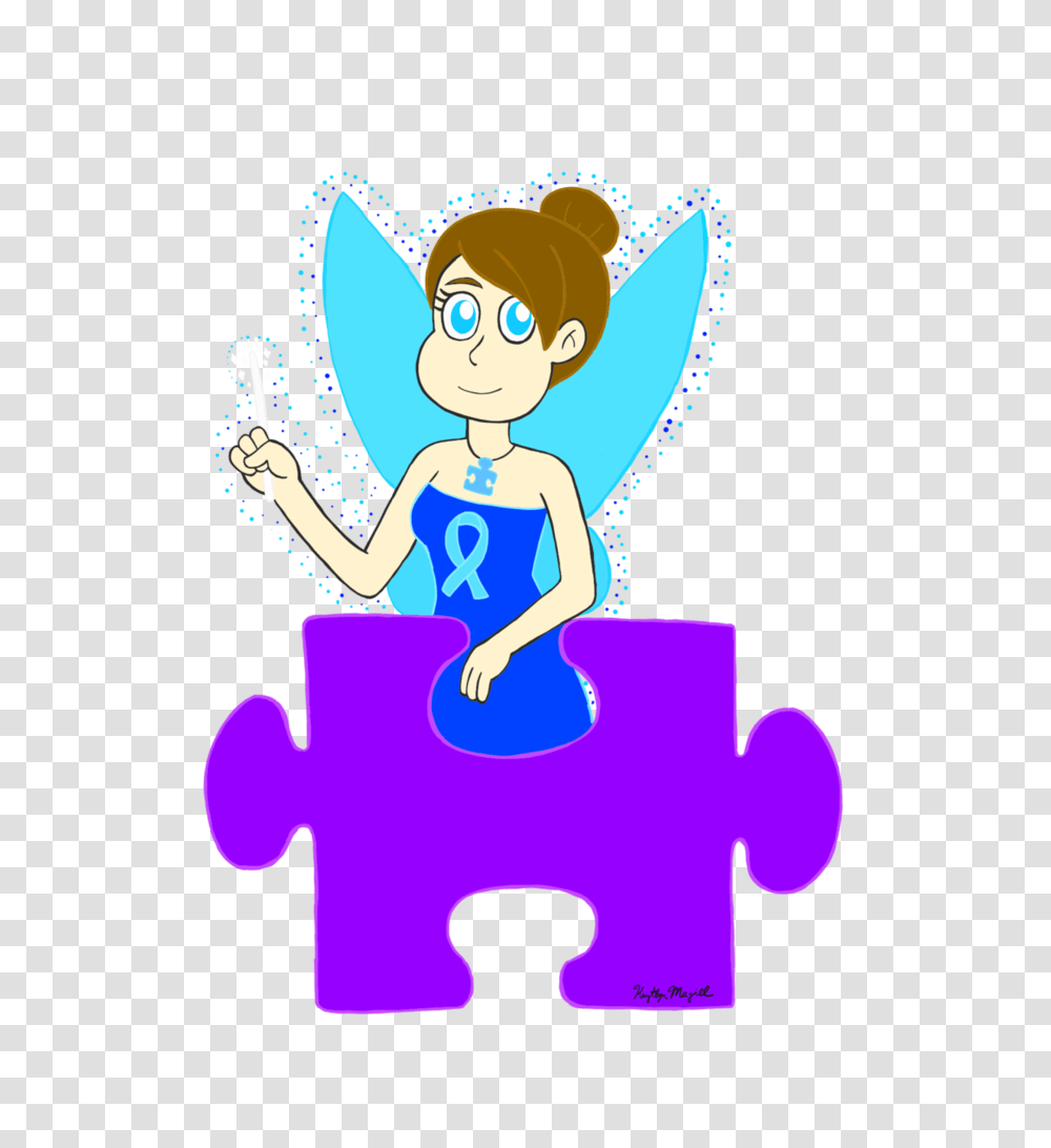 Angela The Autism Fairy With Autism Puzzle, Female, Poster, Girl Transparent Png
