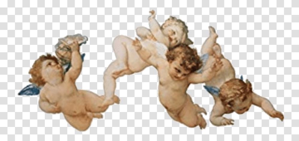 Angeles Angels Querubin Art Arte Painting Tumblr Flying Cherubs, Person, Human, Figurine, Cupid Transparent Png
