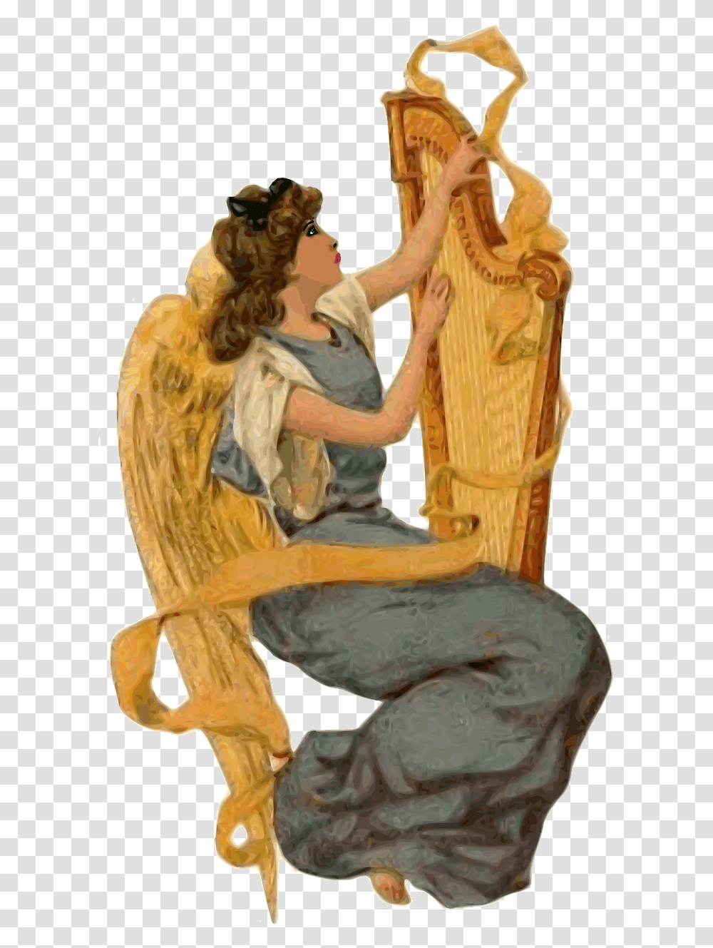 Angels Harp, Kneeling, Archangel, Painting Transparent Png