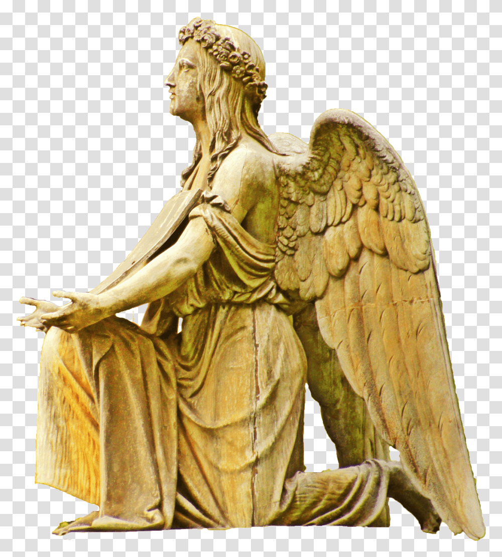 Angels Praying In Heaven, Sculpture, Statue, Person Transparent Png