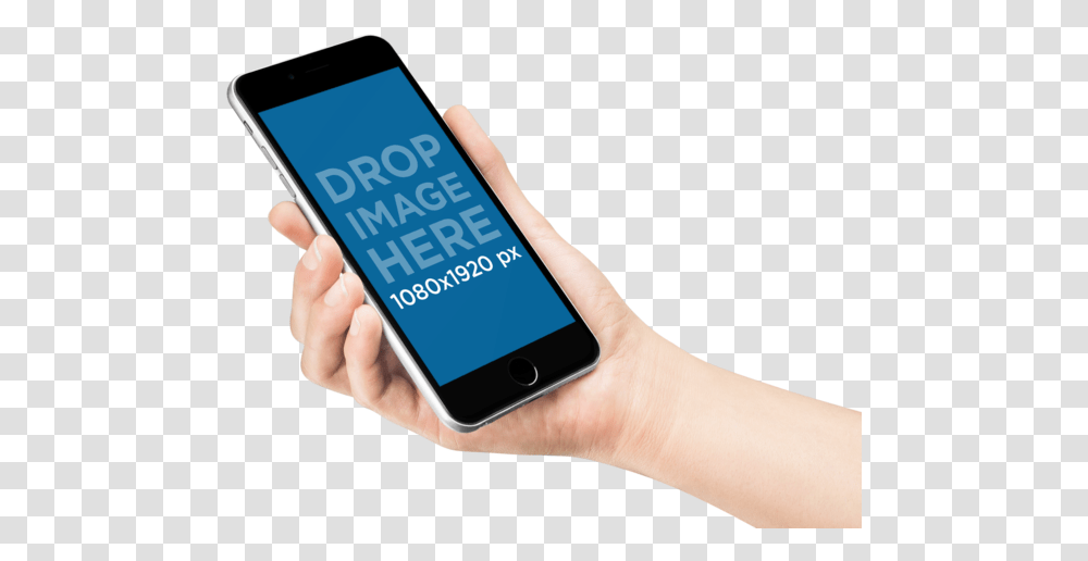 Angled White Iphone 6 In Hand Over A Mockup Iphone X Hands, Mobile Phone, Electronics, Cell Phone, Person Transparent Png