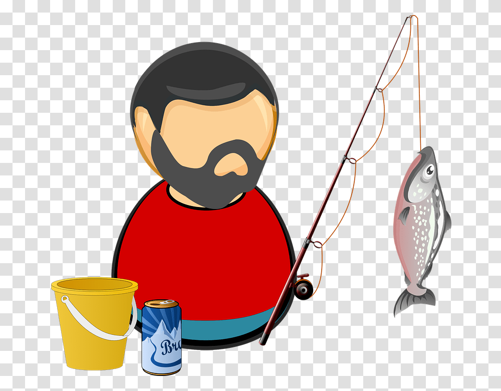 Angler Bait Beer Bucket Catch Comic Characters Clipart Fisherman, Water, Outdoors, Bow Transparent Png