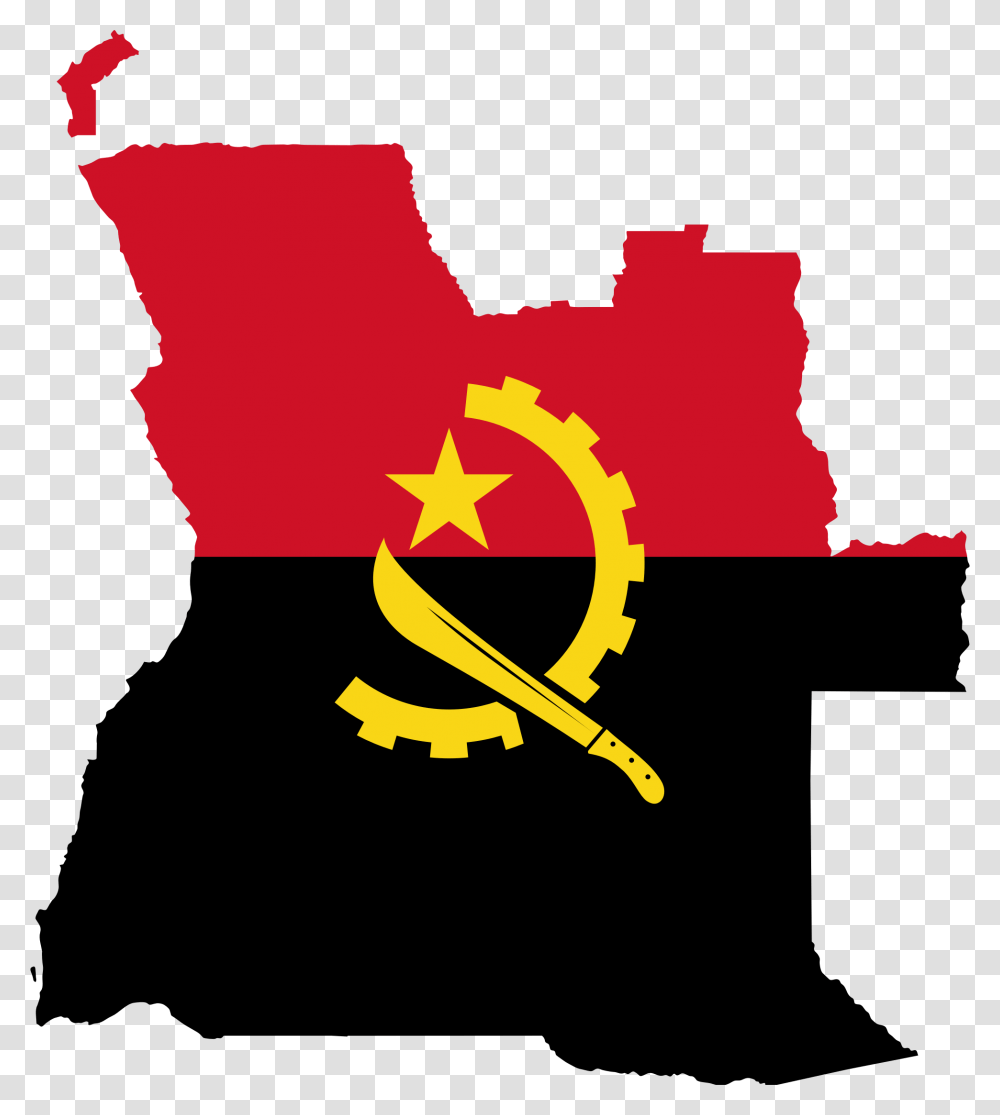 Angola Flag Map Geography Outline Africa Country Transparent Png