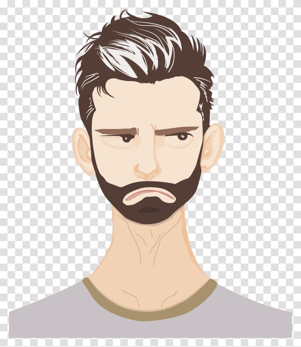Angry And Sad Illustration, Face, Person, Human, Beard Transparent Png