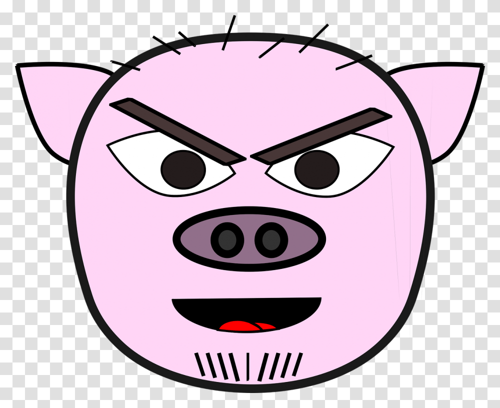Angry Anthropomorphized Animals Evil Head Mean Kepala Babi, Doodle, Drawing Transparent Png