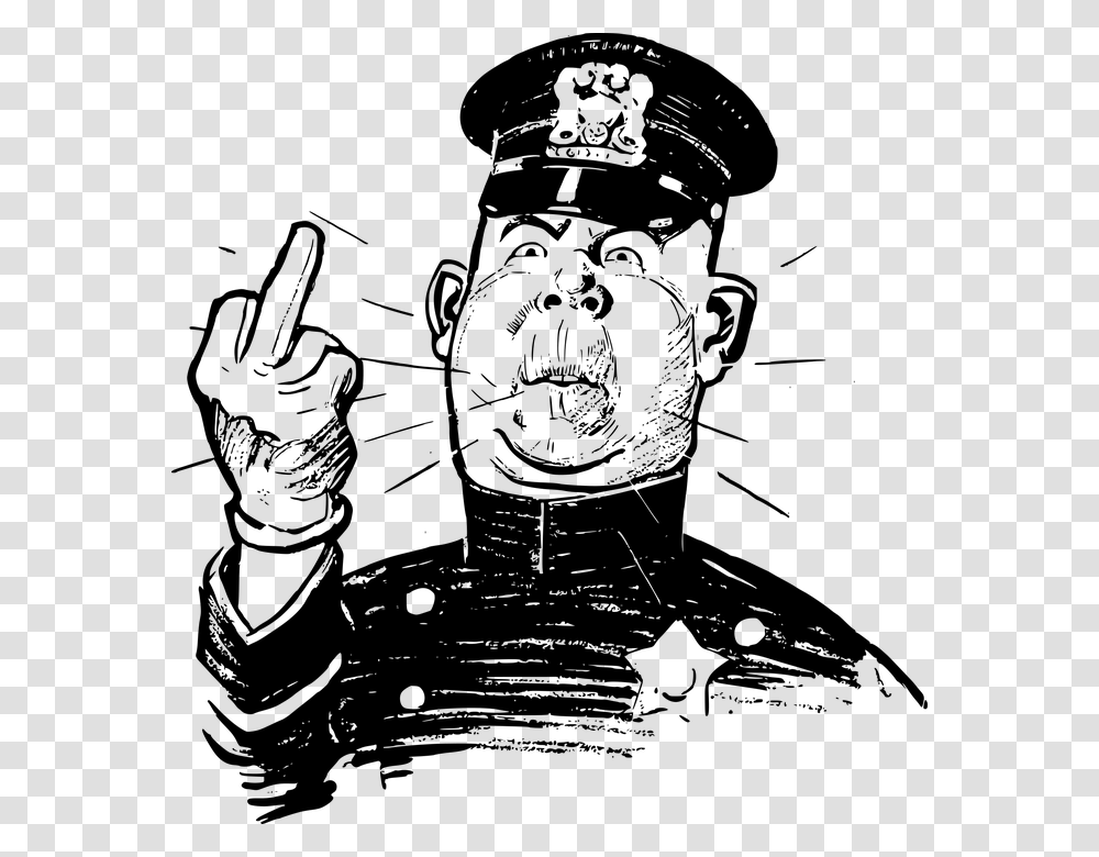 Angry Authority Comic Characters Cop Gesture Mad Police Officer Middle Finger, Gray, World Of Warcraft Transparent Png