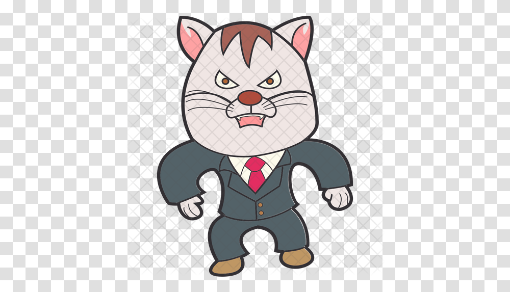 Angry Business Cat Icon Of Sticker Cartoon, Guitar, Musical Instrument Transparent Png