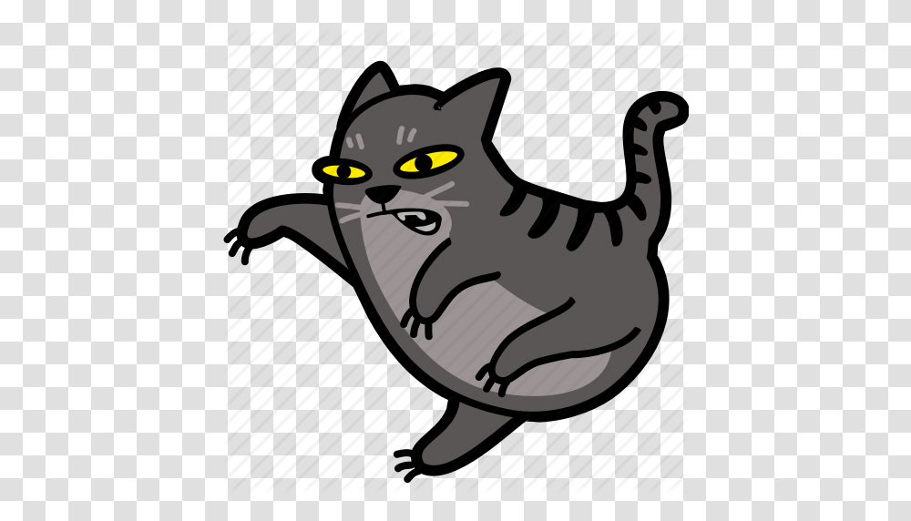 Angry Carate Cat Fight Jump Karate Leap Icon, Pet, Mammal, Animal, Manx Transparent Png