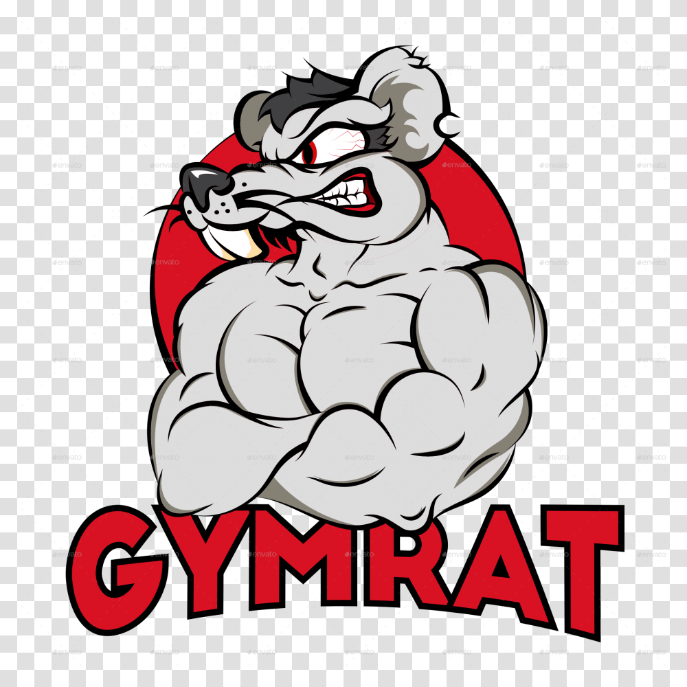 Angry Cartoon Cartoon Muscle Rat Cartoon Gym Rat Logo Cartoon, Advertisement, Poster, Flyer, Paper Transparent Png