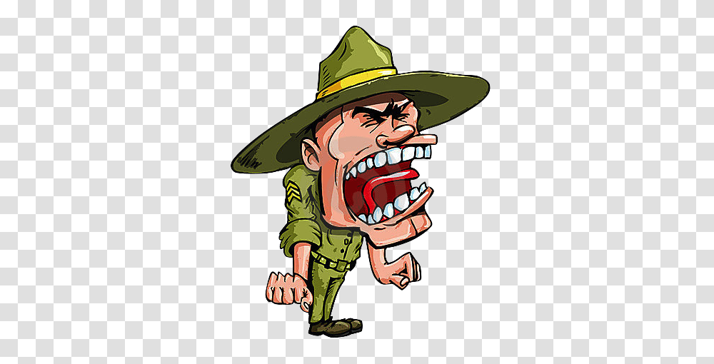 Angry Cartoon Drill Sergeant, Teeth, Mouth, Person Transparent Png