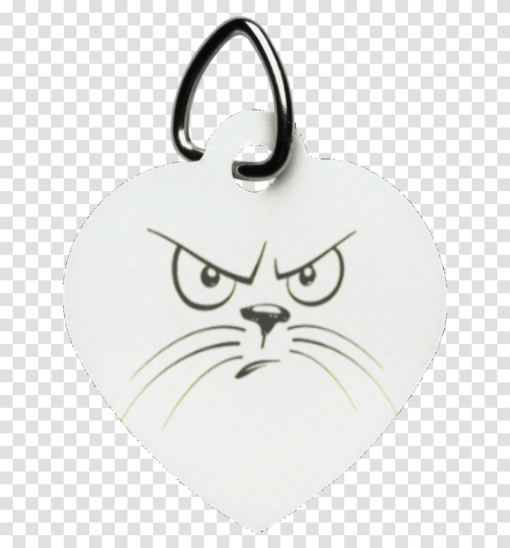 Angry Cat Heart Pet Tag Cat, Pendant Transparent Png