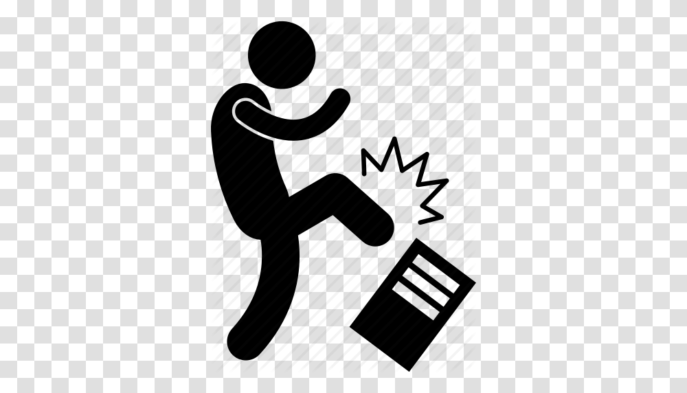 Angry Computer Destroy Frustrated Kicking Man Working Icon, Piano, Leisure Activities, Musical Instrument, Silhouette Transparent Png
