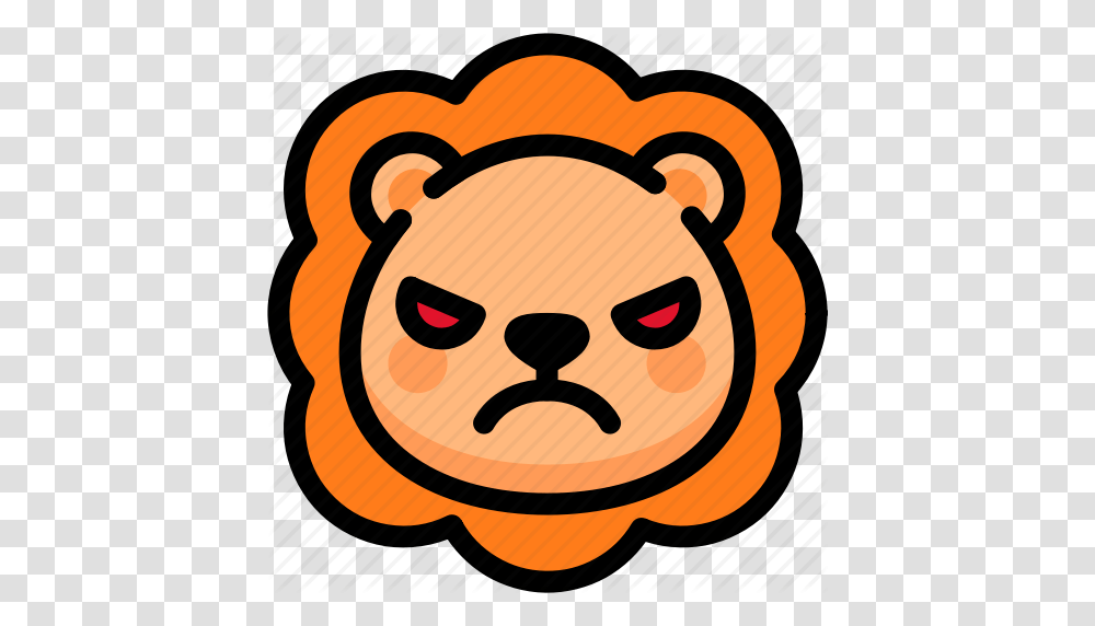 Angry Emoji Emotion Expression Face Feeling Lion Icon, Outdoors, Label, Animal Transparent Png