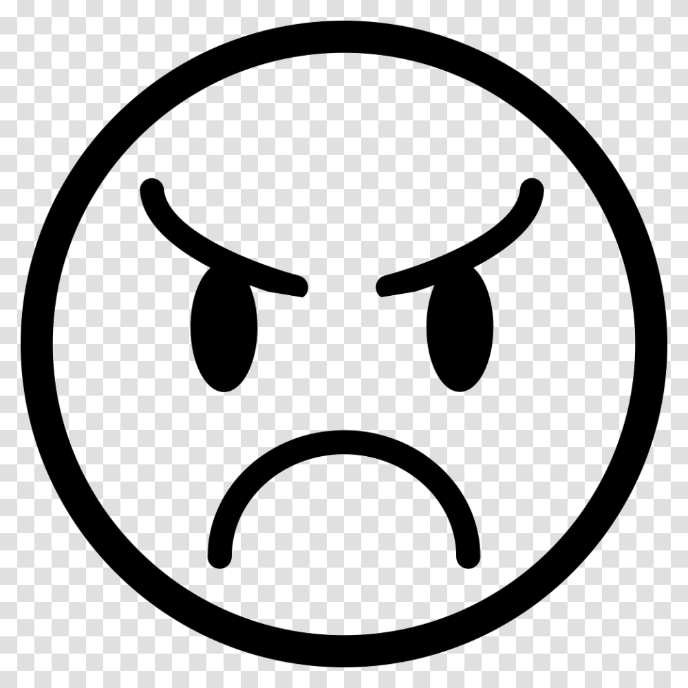 Angry Emoticon Face Angry Face, Stencil, Logo, Trademark Transparent Png
