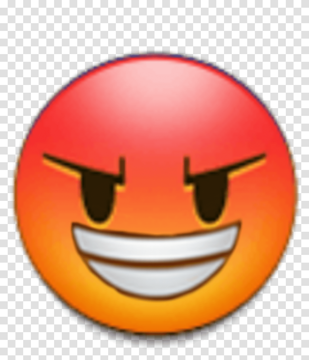 Angry Evil Smile Laugh Emoji Sticker By E Happy, Helmet, Clothing, Apparel, Pac Man Transparent Png