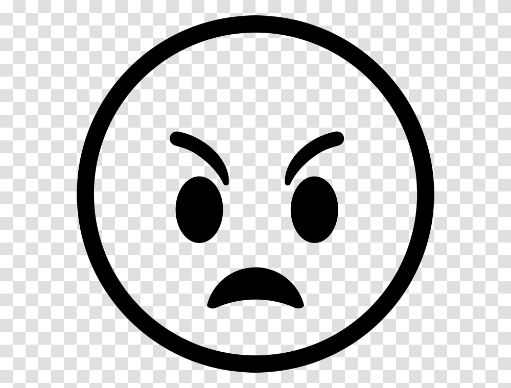 Angry Face Emoji Picture Angry Face Black And White, Stencil, Logo, Trademark Transparent Png
