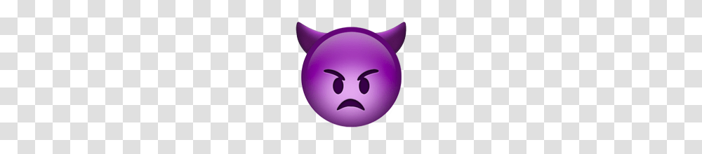 Angry Face With Horns Emoji On Apple Ios, Balloon, Piggy Bank, Purple Transparent Png