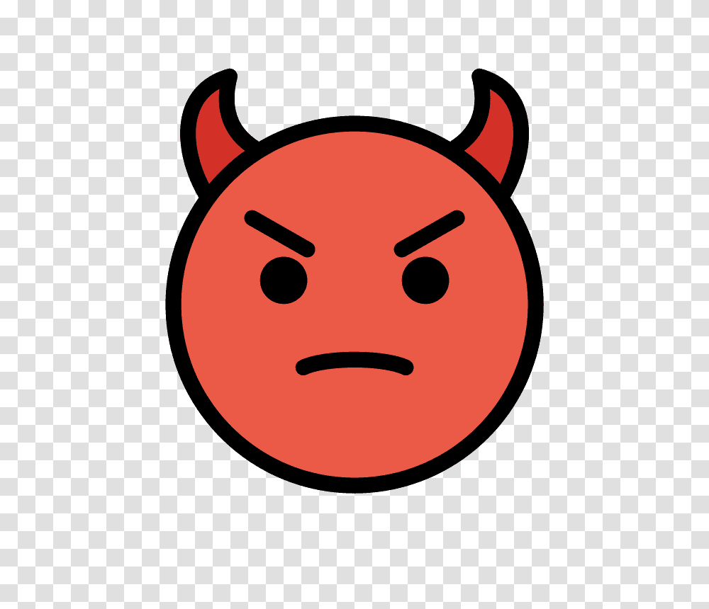 Angry Face With Horns Emoji Red, Label, Text, Piggy Bank, Pac Man Transparent Png