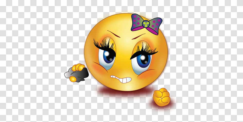 Angry Girl Holding Rock Emoji Female Sad Face Emoji, Toy, Label, Text, Animal Transparent Png
