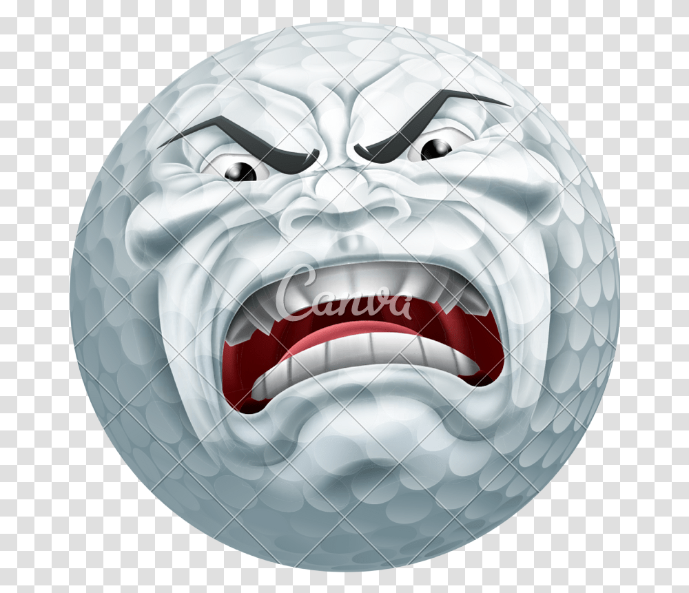 Angry Golf Ball Sports Cartoon Mascot Icons By Canva Bola Furiosa Vetor, Helmet, Clothing, Apparel, Poster Transparent Png
