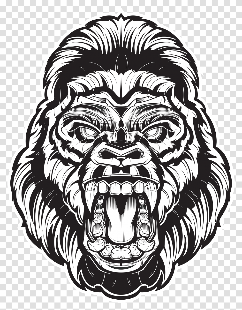 Angry Gorilla Face Clipart Gorilla Drawing, Statue, Sculpture, Ornament, Gargoyle Transparent Png