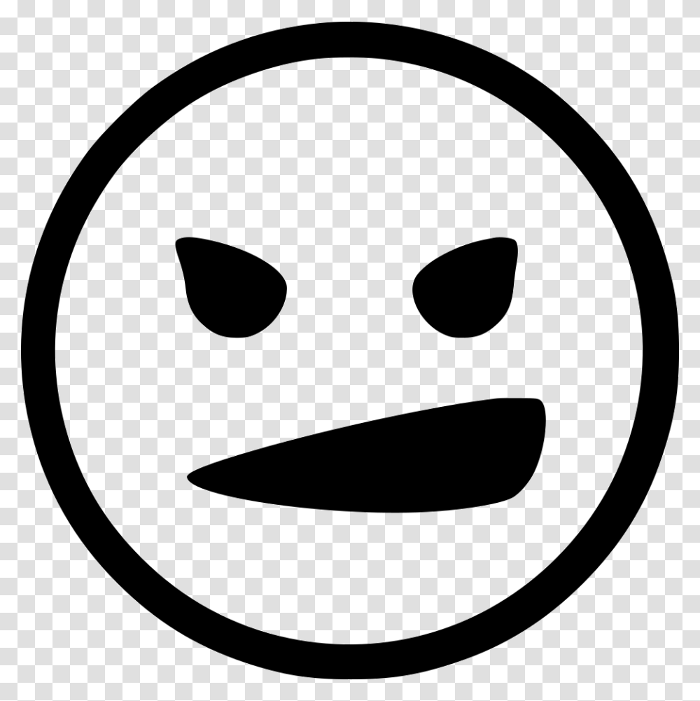 Angry Hell Devil Smile Smiley Straight Face Black And White, Stencil, Disk, Mask Transparent Png