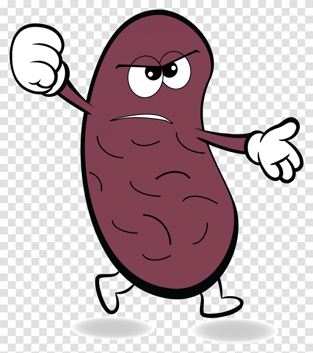 Angry Kidney Clipart Cartoon Fruit, Hand, Animal, Mouth, Teeth Transparent Png